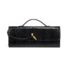 Black Snake‑Pattern Long Baguette Handbag