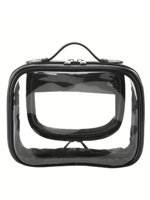 Black Trim Clear PVC Cosmetic Bag Double‑Zipper Transparent Travel Toiletry Pouch