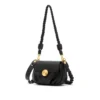 01-2 Soft wrinkle‑resistant PU leather pleated bag body close‑up view Pleated Leather Crossbody Bag Braided Strap Shoulder Handbag