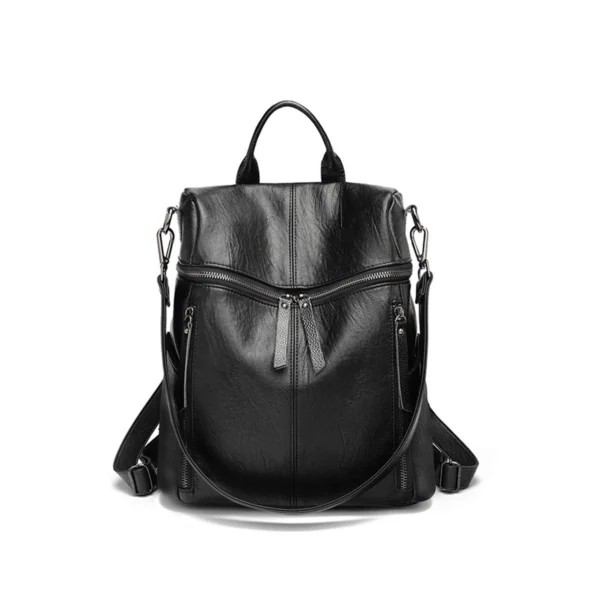 Vintage Brown Faux Leather Women Multi‑Function Backpack