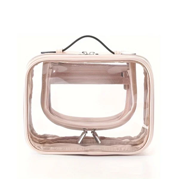 01-2_结果 Black Trim Clear PVC Cosmetic Bag Double‑Zipper Transparent Travel Toiletry Pouch