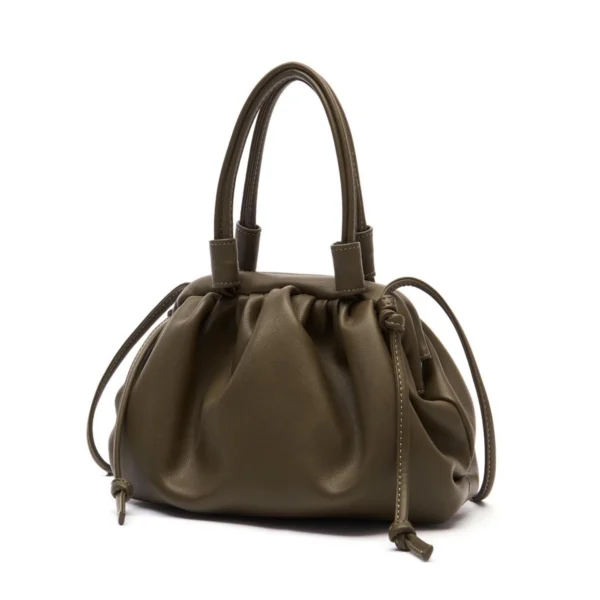 Women's Ruched Cloud Tote Bag Soft Faux Leather Drawstring Handbag