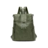 Vintage Brown Faux Leather Women Multi‑Function Backpack