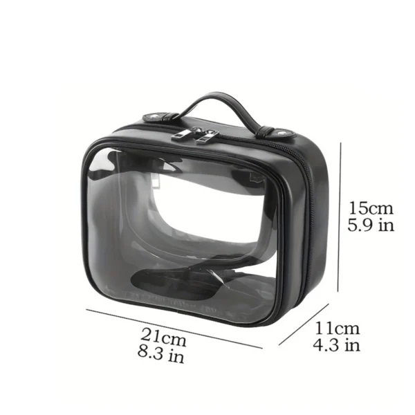 01-4_结果 Black Trim Clear PVC Cosmetic Bag Double‑Zipper Transparent Travel Toiletry Pouch