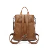 Vintage Brown Faux Leather Women Multi‑Function Backpack