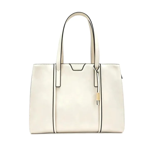 Women white faux leather work tote bag bulk wholesale office commuter shoulder handbag