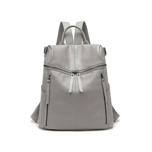 Vintage Brown Faux Leather Women Multi‑Function Backpack