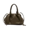 Women's Ruched Cloud Tote Bag Soft Faux Leather Drawstring Handbag
