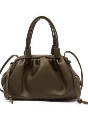 Women's Ruched Cloud Tote Bag Soft Faux Leather Drawstring Handbag