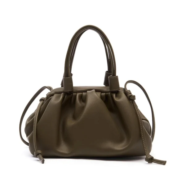 Women's Ruched Cloud Tote Bag Soft Faux Leather Drawstring Handbag