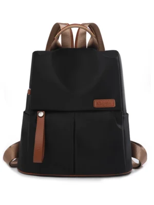 Black Brown Color‑block Oxford Fabric Women Anti‑theft Backpack