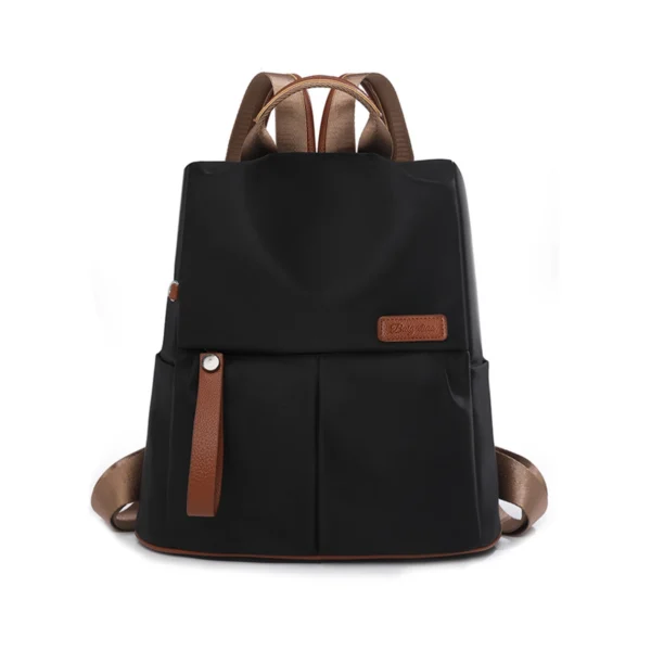 02-1 black‑brown‑color‑block‑oxford‑women‑anti‑theft‑backpack Black Brown Color‑block Oxford Fabric Women Anti‑theft Backpack