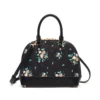 Women's Floral Print Dome Satchel Bag PU Leather
