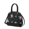 Women's Floral Print Dome Satchel Bag PU Leather