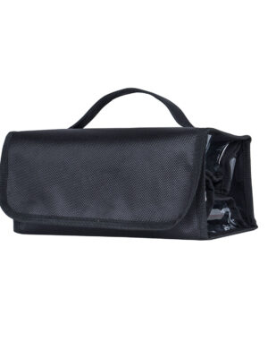 Portable Black Oxford Roll‑Up Makeup Brush Bag Foldable Cosmetic Organizer Pouch