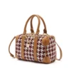 Women's Houndstooth Boston Bag Top-Handle Handbag