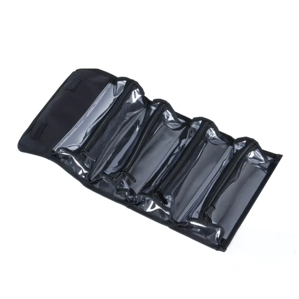 Portable Black Oxford Roll‑Up Makeup Brush Bag Foldable Cosmetic Organizer Pouch