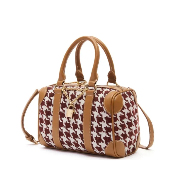 Women's Houndstooth Boston Bag Top-Handle Handbag