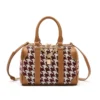 Women's Houndstooth Boston Bag Top-Handle Handbag