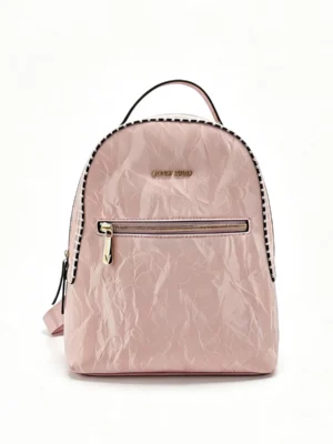 Pink Crinkle Texture Mini Women Backpack