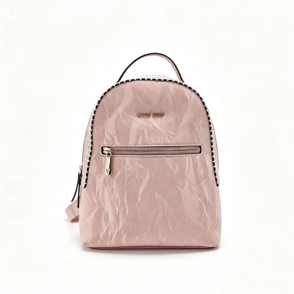 03 pink‑crinkle‑texture‑mini‑women‑backpack Pink Crinkle Texture Mini Women Backpack