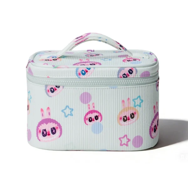 Cute Cartoon Rabbit Print Corduroy Cosmetic Bag Portable Travel Makeup Case