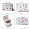 Cute Cartoon Rabbit Print Corduroy Cosmetic Bag Portable Travel Makeup Case