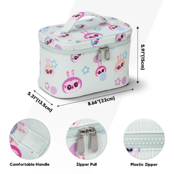 Cute Cartoon Rabbit Print Corduroy Cosmetic Bag Portable Travel Makeup Case