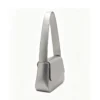 Women's Metallic Silver Shoulder Bag Minimalist Flap Baguette Bag