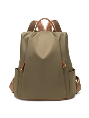 Khaki‑Green Nylon Women Anti‑theft Backpack