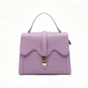 Women's Scalloped Flap Handbag Elegant Top-Handle Bag with Gold-Tone Lock Clasp