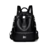 05-1 black‑litchi‑grain‑pu‑leather‑women‑backpack Black Litchi‑Grain PU Leather Women Backpack