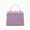 Women's Scalloped Flap Handbag Elegant Top-Handle Bag with Gold-Tone Lock Clasp