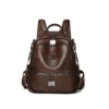 05-2 Close‑up view of soft litchi‑grain faux leather texture and neat stitching details Black Litchi‑Grain PU Leather Women Backpack