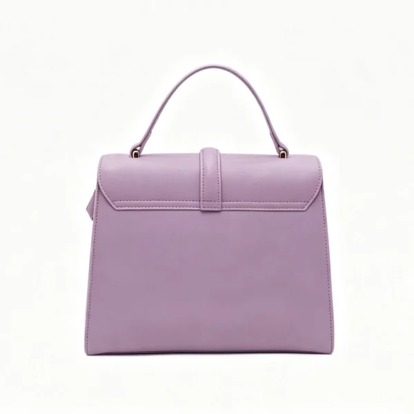 Women's Scalloped Flap Handbag Elegant Top-Handle Bag with Gold-Tone Lock Clasp