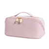 Light Pink Pebbled PU Cosmetic Bag Portable Travel Makeup Pouch