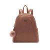 Grey Nylon Mini Women Backpack With Furry Pom‑pom Charm