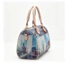 Women's Cityscape Print Boston Bag with Removable Crossbody Strap