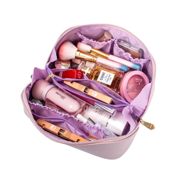 Light Pink Pebbled PU Cosmetic Bag Portable Travel Makeup Pouch