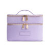Lilac Purple Cross‑Grain PU Makeup Case Portable Travel Cosmetic Storage Box