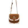 Suede‑Like Flap Crossbody Bag White Fleece Trim Saddle Handbag