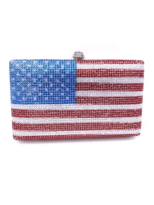 Clutch Bag Stars‑and‑Stripes Pattern Full‑Rhinestone Evening Purse