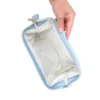 Light Blue Tweed Fabric Cosmetic Pouch Elegant Travel Makeup Bag