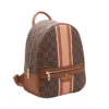 09-1 Close‑up view of classic vintage monogram printed PU faux‑leather texture Vintage Monogram Stripe PU Mini Backpack