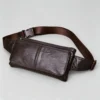 RusticWaist Vintage Leather Fanny Pack with Dual Zip, Retro Waist Bag with Adjustable Strap