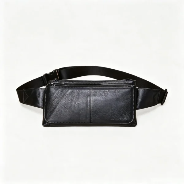 RusticWaist Vintage Leather Fanny Pack with Dual Zip, Retro Waist Bag with Adjustable Strap