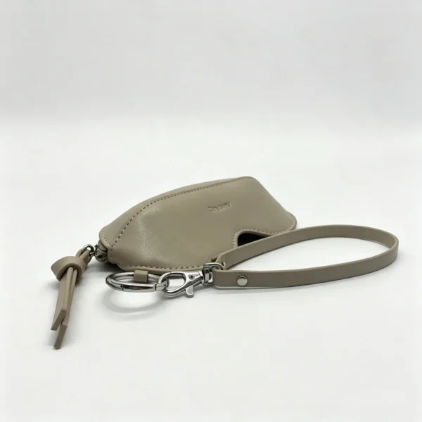 LensKeeper beige minimalist zipper sunglasses case with wrist strap front view LensKeeper OEM Minimalist Zipper Sunglasses Case with Wrist Strap