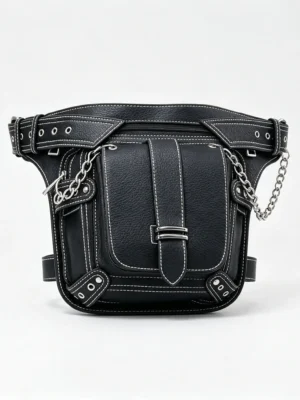 RebelStrap Punk Thigh Bag with Chain Detail, Streetwear Crossbody Waist Pack with Custom Logo