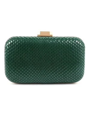 Snake‑Skin Embossed Hard‑Shell Clutch Bag Rose Gold Metal Lock Evening Purse