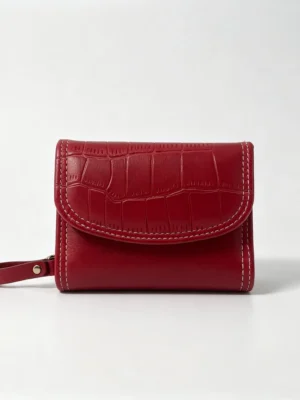 CrimsonFold OEM Croc-Embossed Wristlet Wallet with Accordion Card Slots